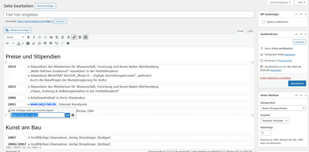 CMS WP-Tabellen Webdesign blackgif.com